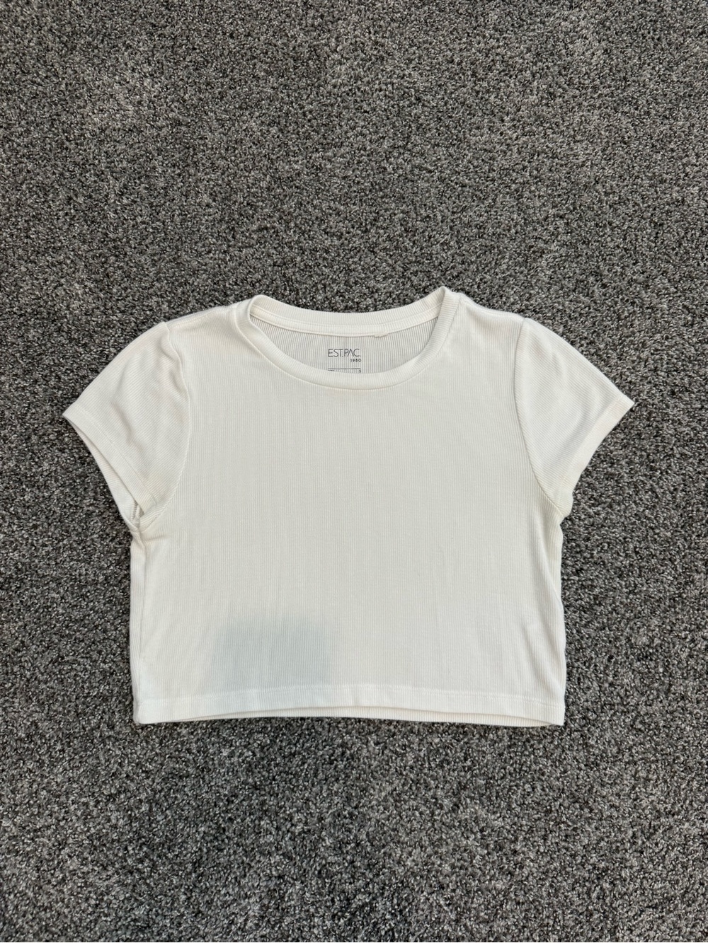 PacSun White Ribbed Short Sleeve Crop Top
